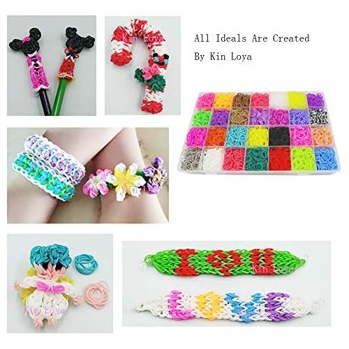  [아마존베스트]Loom Kit, Rubber Bands Refills Set for Kids Bracelet Loom Craft, 10000pcs in 28 Different Colors, 10 Packs S clips, 4 Packs Colorful Beads, 1 Pack Alphabet Beads, 4 Packs Loom Char