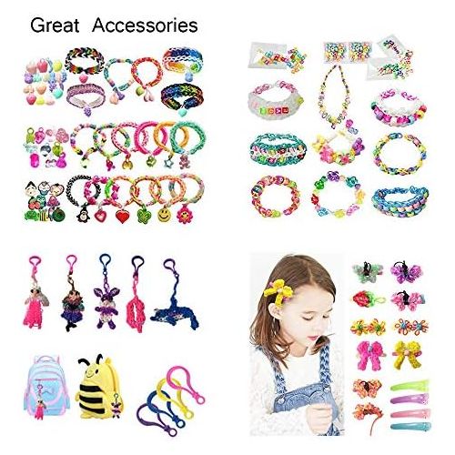  [아마존베스트]Loom Kit, Rubber Bands Refills Set for Kids Bracelet Loom Craft, 10000pcs in 28 Different Colors, 10 Packs S clips, 4 Packs Colorful Beads, 1 Pack Alphabet Beads, 4 Packs Loom Char