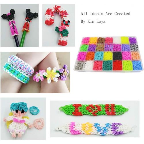  [아마존베스트]Loom Kit, Rubber Bands Refills Set for Kids Bracelet Loom Craft, 10000pcs in 28 Different Colors, 10 Packs S clips, 4 Packs Colorful Beads, 1 Pack Alphabet Beads, 4 Packs Loom Char