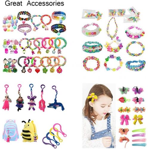  [아마존베스트]Loom Kit, Rubber Bands Refills Set for Kids Bracelet Loom Craft, 10000pcs in 28 Different Colors, 10 Packs S clips, 4 Packs Colorful Beads, 1 Pack Alphabet Beads, 4 Packs Loom Char