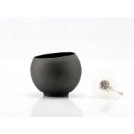 /KinaCeramics Minimalist Black Ceramic Teacup, Handmade Ceramic Coffee Cup, Elagant Man Gift