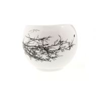 KinaCeramics Ceramic Teacup with Winter Twig, Small Porcelain Coffee Cup, Espresso Cup
