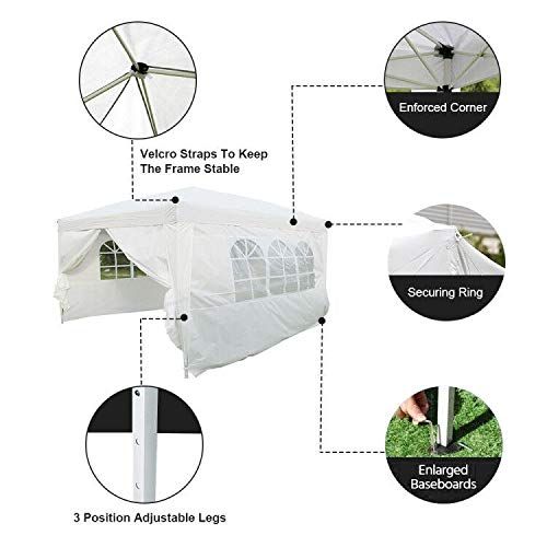  Kinbor Patio Canopy Tent, Pop Up Shelter, Portable Sports Cabana for Hiking, Camping, Fishing, Picnic, Family Outings