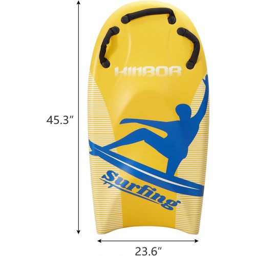  Kinbor Body Board, Lightweight Bodyboard with 3 Handles 45 Inch Surfboard for Two People, Parent-Child Surfing Board