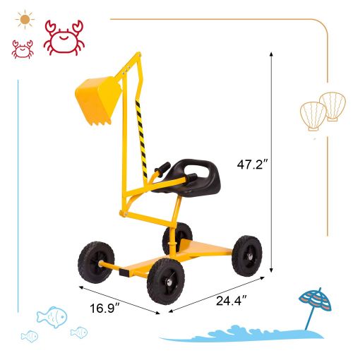  Kinbor 2 PCs Kids Outdoor Toys Beach Sand Toy, Metal Sand Digger and Kids Wheelbarrow, Birthday Present Childrens Day Gifts