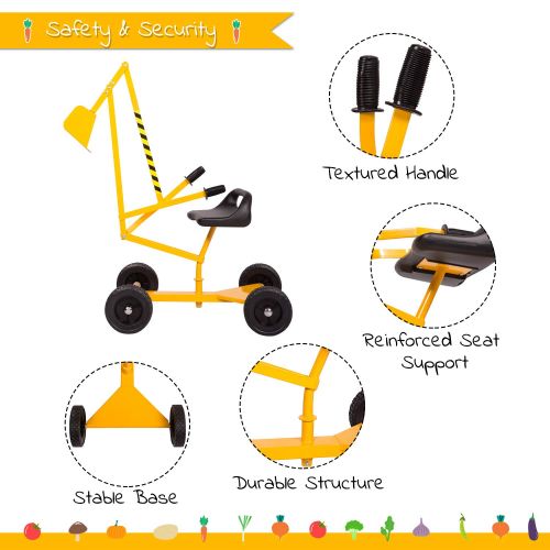  Kinbor 2 PCs Kids Outdoor Toys Beach Sand Toy, Metal Sand Digger and Kids Wheelbarrow, Birthday Present Childrens Day Gifts