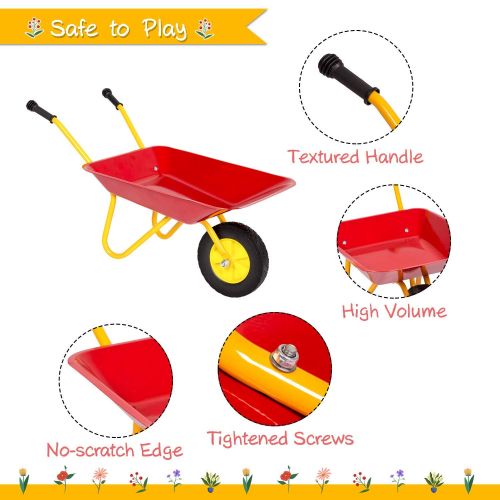  Kinbor 2 PCs Kids Outdoor Toys Beach Sand Toy, Metal Sand Digger and Kids Wheelbarrow, Birthday Present Childrens Day Gifts