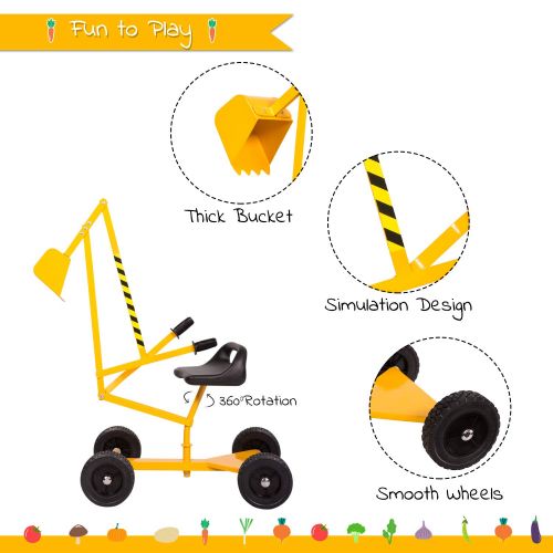  Kinbor 2 PCs Kids Outdoor Toys Beach Sand Toy, Metal Sand Digger and Kids Wheelbarrow, Birthday Present Childrens Day Gifts