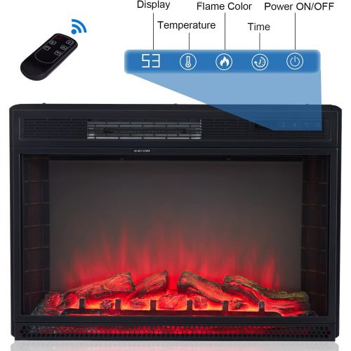  kinbor 28 Inch Electric Fireplace, in Wall Recessed Linear Fireplace Heater with Remote Control, Touch Screen, 1500/750W, Adjustable 3 Flame Colors