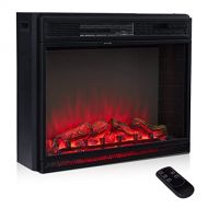 kinbor Electric Fireplaces with Heater, Freestanding & Recessed Electric Fireplace Inserts Glass Door, Remote Control 750W-1500W with Timer, Colorful Flame Option, 28 Inches Wide