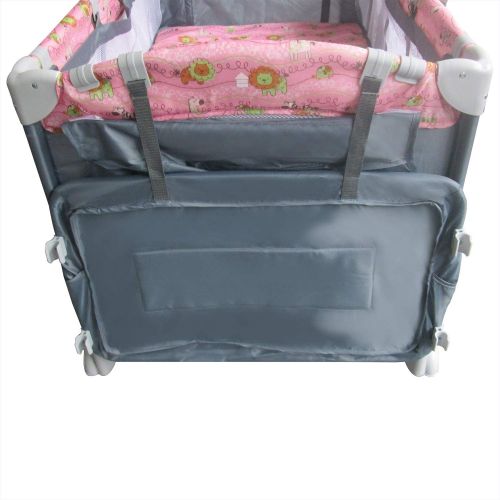  Kinbor Baby Trend Pack Playard Trend Nursery Center with Reversible Napper and Changer, Travel Infant Bassinet Gray Bed