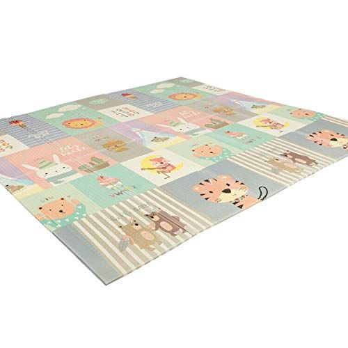  Kinbor Baby Folding Kids Play Mat Reversible XPE Foam Floor Playmat Unisex Playroom and Nursery Mat for Infants Toddlers and Kids 79 × 71 x 0.4 inch