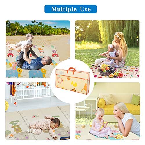  Kinbor Baby Folding Kids Play Mat Reversible XPE Foam Floor Playmat Unisex Playroom and Nursery Mat for Infants Toddlers and Kids 79 × 71 x 0.4 inch