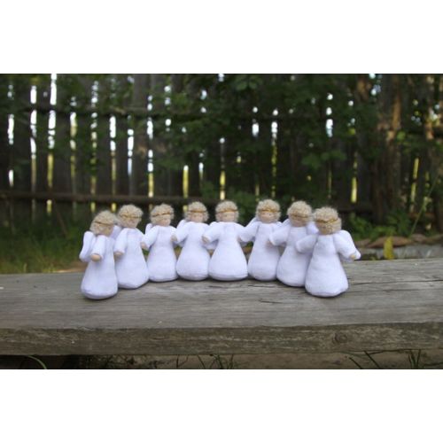  KindLovelyToys Set of 8 Waldorf dolls angels 4 inch (11 cm) pocket doll party favours doll christmas doll