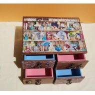 /KindWhiteCat Jewelry box wood apothecary mini chest drawers tea box drawers cabinet sewing box makeup container mini drawers desktop organizer trinket