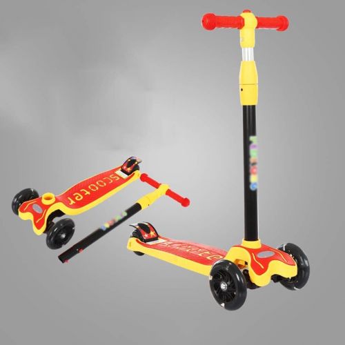  Kinder Roller Dreiradscooter Roller 2-6-8-12 Vierrad-Blitz-Schaukel-Pendelauto fuer Kinder FANJIANI (Farbe : Rot)