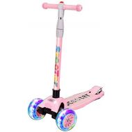 Kinder Roller Dreiradscooter Roller 2-6-8-12 Vierrad-Blitz-Schaukel-Pendelauto fuer Kinder FANJIANI (Farbe : Rosa, groesse : 5cm)