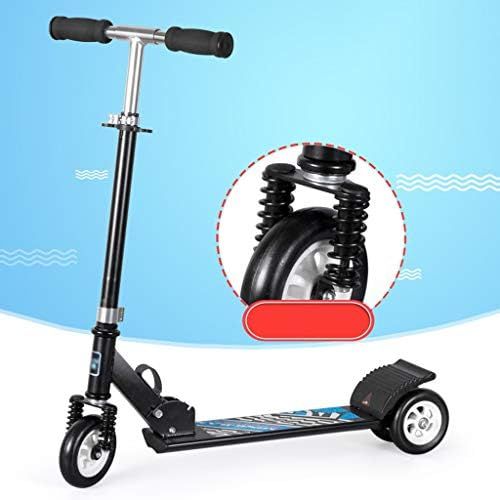  Kinder Roller Dreiradscooter Roller mit DREI Radern faltender Roller-Gleitblock-doppeltes hinteres Rad Yo Auto 3-6-9 Skateboard FANJIANI (Farbe : Schwarz)