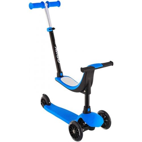  Kinder Roller Dreiradscooter Vier in Einem kann sitzen Baby Paddel Auto dreiradrige Skate Block 2-10 Jahre altes rutschiges Auto FANJIANI (Farbe : Blau, groesse : Ordinary Wheel)