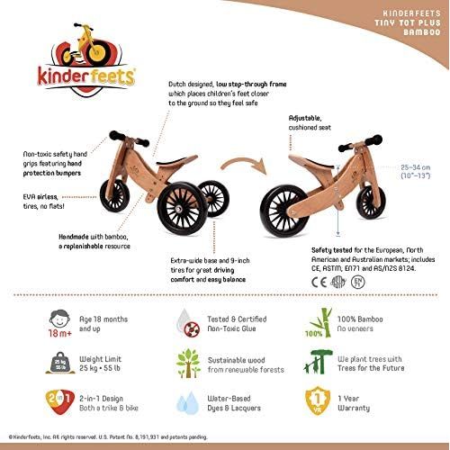  [아마존베스트]Kinderfeets TinyTot Plus 2-in-1 Wooden Balance Bike and Tricycle - Easily Convert From Bike to Trike | Sustainable and Eco-Friendly | Adjustable Riding Balance Toy for Kids and Tod