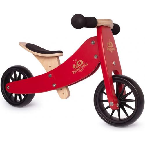  Kinderfeets TinyTot 2-in-1 Wooden Balance Bike and Tricycle - Easily Convert from Bike to Trike Sustainable and Eco-Friendly Adjustable Riding Balance Toy for Kids and Toddlers (Ch