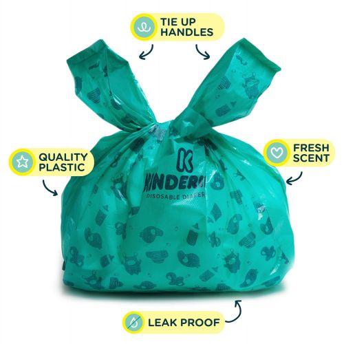  [아마존베스트]Disposable Diaper Bags, by Kinderific, Fresh Scent, Packed in 4 Resealable Ziploc Bags, 400 Bags