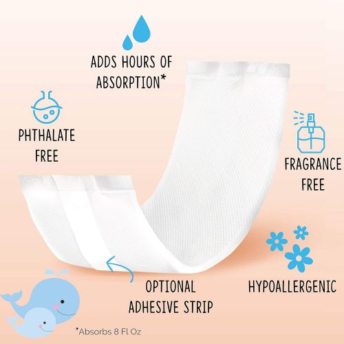  Kindersense Diaper Booster Pads (90 Pack) - Disposable Doubler Pad Cloth Diaper Inserts to Add Absorption and Prevent Leaks - Overnite Diaper & Night Protection- Adhesive Strip to Stay in Plac