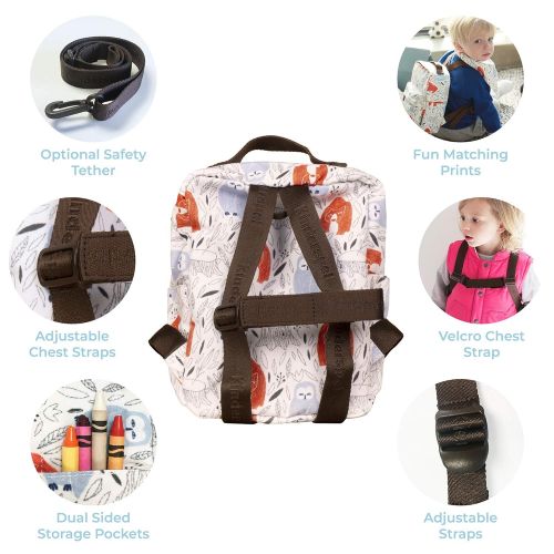  Kinderspel Adorable All-in-One Insulated Toddler Backpack with Leash & Built-In Harness  Fun Water-Resistant Lunch Bag for Girls, Boys, Baby, Toddlers & Kids, Calm Forest (Polyest