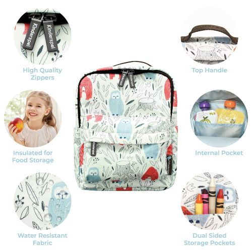  Kinderspel Adorable All-in-One Insulated Toddler Backpack with Leash & Built-In Harness  Fun Water-Resistant Lunch Bag for Girls, Boys, Baby, Toddlers & Kids, Calm Forest (Polyest