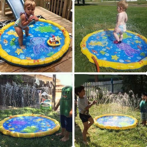  Kindes 39.37 inch Summer Children Play Toy Inflatable Outdoor Water Spray Mat Sprinkler Cushion Beach Toys