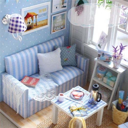  Kindlov Childrens Toys Educational Enlightenment 3D Puzzles Handmade Miniature Dollhouse DIY Kit Dollhouses Accessories Dolls Houses With Furniture & LED Best Birthday Gifts For Women And