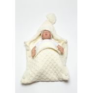 Kindred Softy Knitted Wool Blended Baby Sleep Wrap Swaddle Blanket with Button - 0-12 Months - Cream