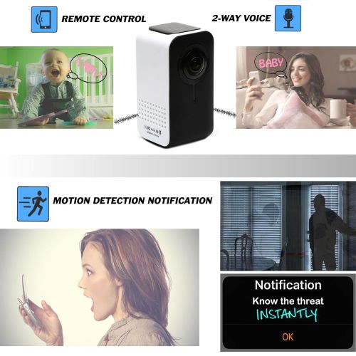  Kinetic Brand Revolutionary Streaming HD Video 720 Dual Lens Panoramic Cam Infrared Sensor Night Vision Low Light Capture Dual Lens Technology VR Mode Use for Home Office Elderly F