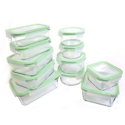  Kinetic 55043 22 Piece Glassworks Series Food Storage Container Set, Clear