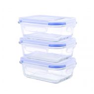 Kinetic 55076 GoGreen Glassworks Elements 6-Piece Rectangular Food Storage Container Set, 22-Ounce