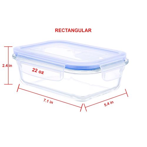  Kinetic 55076 GoGreen Glassworks Elements 6-Piece Rectangular Food Storage Container Set, 22-Ounce