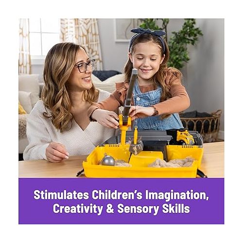  Kinetic Sand, Construction Site Folding Sandbox with Toy Truck and 2lbs of Play Sand, Sensory Toys for Kids Ages 3 and up
