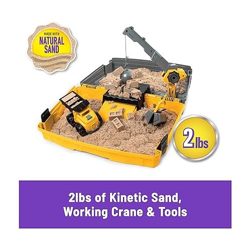  Kinetic Sand, Construction Site Folding Sandbox with Toy Truck and 2lbs of Play Sand, Sensory Toys for Kids Ages 3 and up