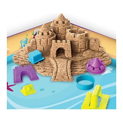  Kinetic Sand, Beach Day Fun Playset with Castle Molds, Tools, and 12 oz. of Kinetic Sand for Ages 3 and Up