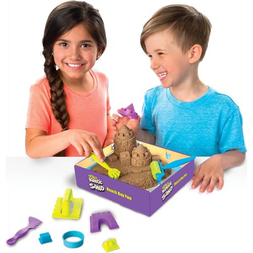  Kinetic Sand, Beach Day Fun Playset with Castle Molds, Tools, and 12 oz. of Kinetic Sand for Ages 3 and Up