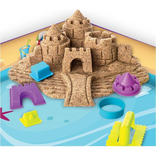  Kinetic Sand, Beach Day Fun Playset with Castle Molds, Tools, and 12 oz. of Kinetic Sand for Ages 3 and Up