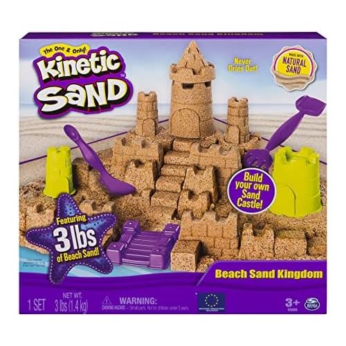  Kinetic Sand Beach Sand Kingdom Playset with 3lbs of Beach Sand, for Ages 3 and Up