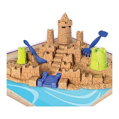  Kinetic Sand Beach Sand Kingdom Playset with 3lbs of Beach Sand, for Ages 3 and Up