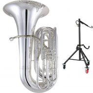 King 2341W Intermediate 4-Valve BBb Tuba and The Hug Stand - Silver-Plated with Case
