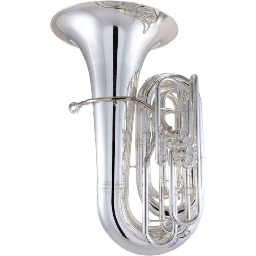  King 2341W Intermediate 4-Valve BBb Tuba and The Hug Stand - Silver-Plated with Case