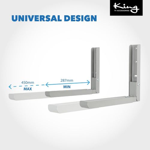  King Universal-Mikrowellen-Halterung mit ausziehbaren Armen, Halterung geeignet fuer alle Mikrowellen silber