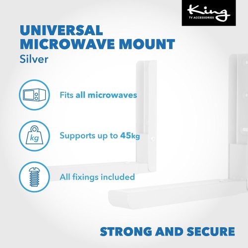  King Universal-Mikrowellen-Halterung mit ausziehbaren Armen, Halterung geeignet fuer alle Mikrowellen silber