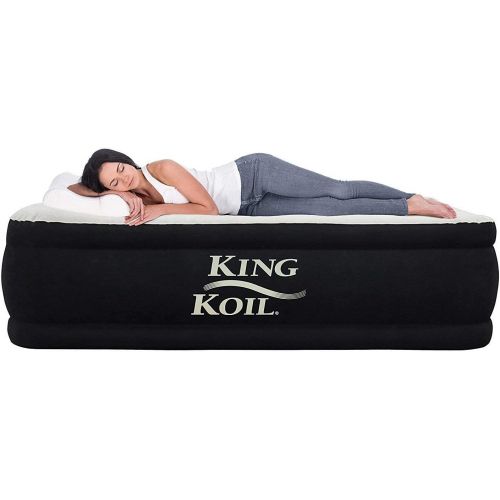  [아마존베스트]You purchased this item on August 30, 2018. King Koil Twin Air Mattress with Built-in Pump - Double High Elevated Raised Airbed for Guests with Comfortable Top ONLY Bed with 1-Year Guarantee