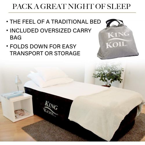  [아마존베스트]You purchased this item on August 30, 2018. King Koil Twin Air Mattress with Built-in Pump - Double High Elevated Raised Airbed for Guests with Comfortable Top ONLY Bed with 1-Year Guarantee