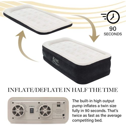  [아마존베스트]You purchased this item on August 30, 2018. King Koil Twin Air Mattress with Built-in Pump - Double High Elevated Raised Airbed for Guests with Comfortable Top ONLY Bed with 1-Year Guarantee